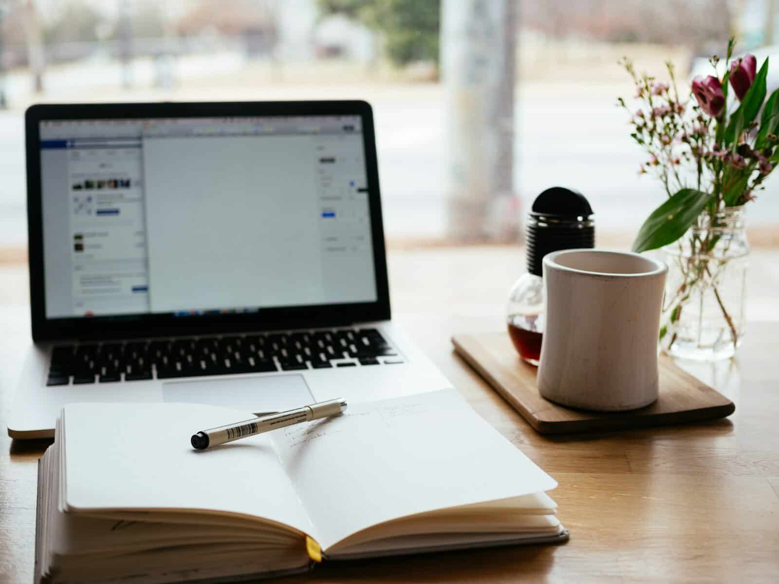 person writing content for a portfolio site