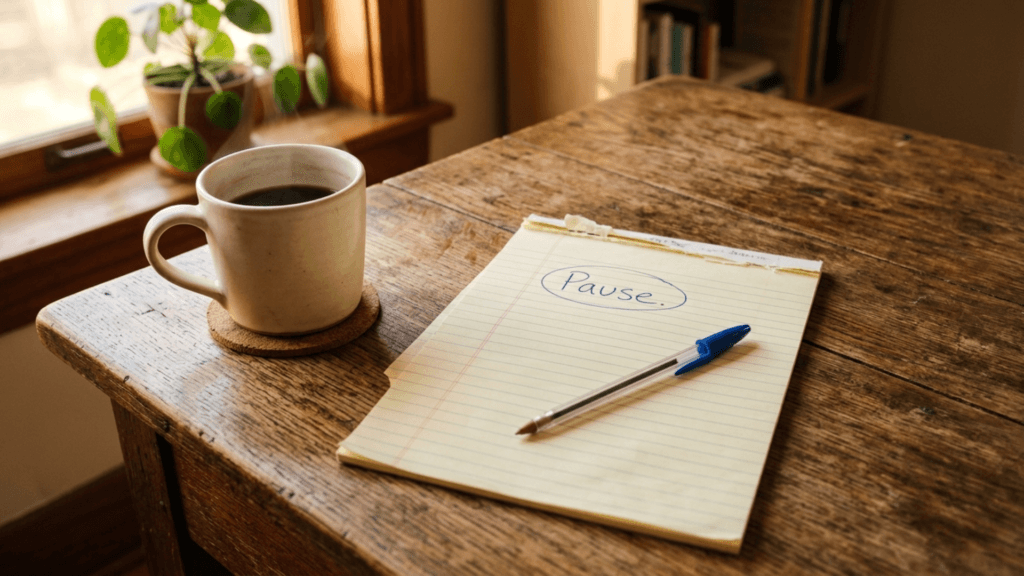 You Never See It Coming, Though You Know Someone It's Happened To 3 yellow legal pad and coffee mug, career backup plan after 50